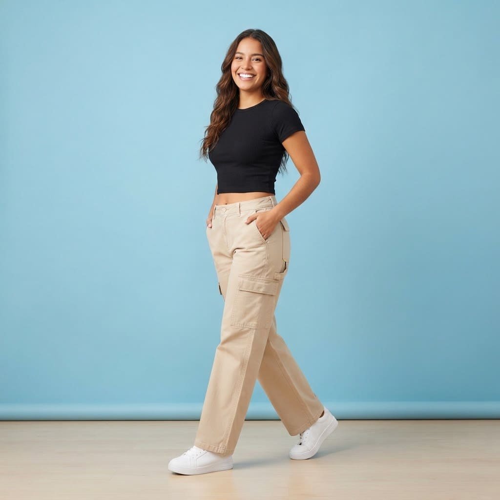 Pantalón cargo beige